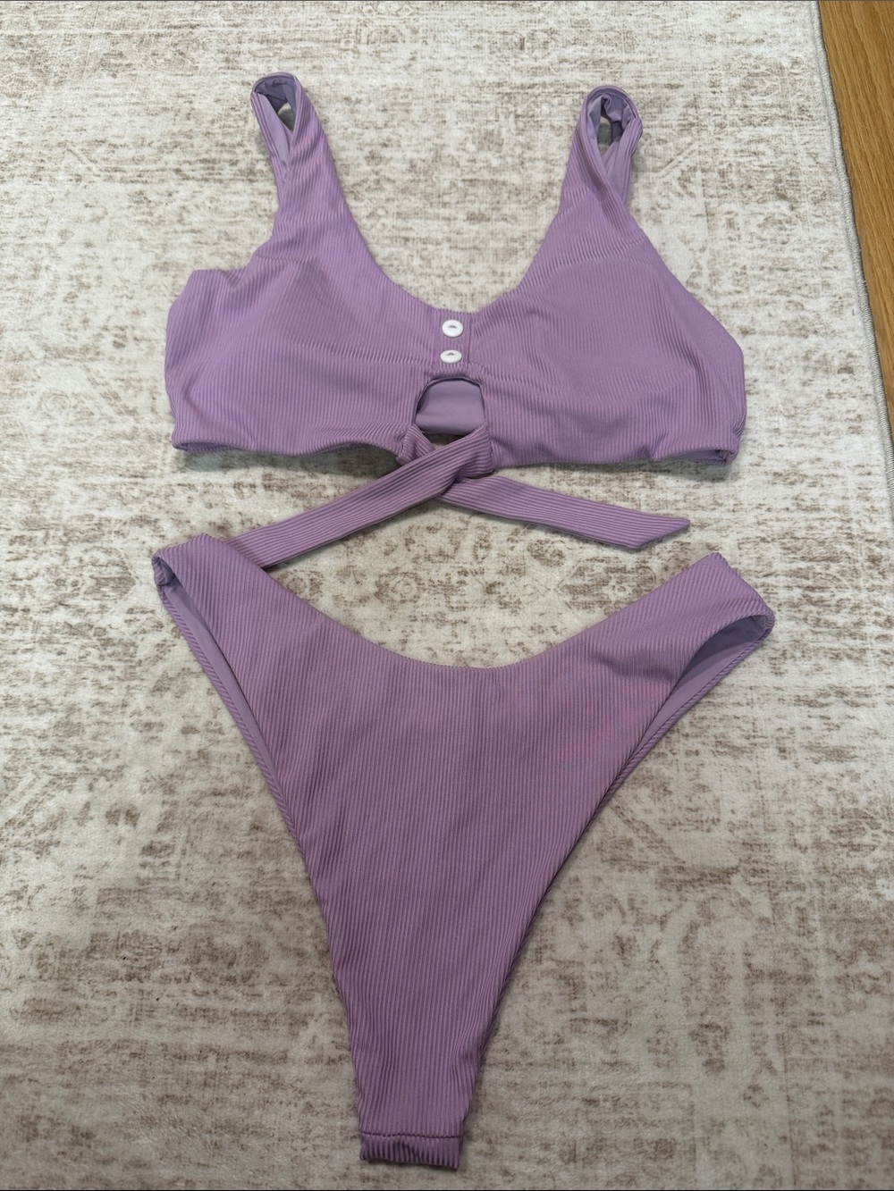 Lilac Ribbed Two-Piece Bikini Set